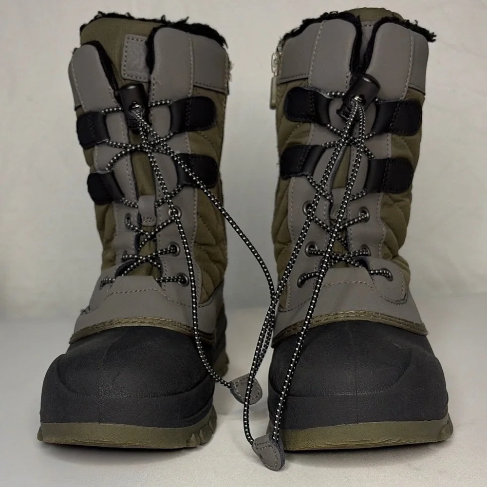 All in Motion Boys Snow Boots Olive Green Gray Thermolite Winter Size 3